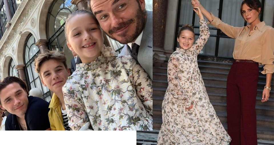 Beckham-familien front row på mamma Victorias moteshow