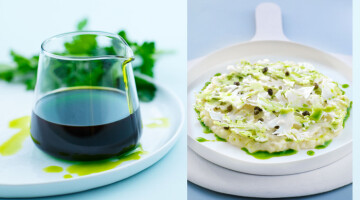 Blomkålrisotto med kapers, urteolje og råmarinert blomkål