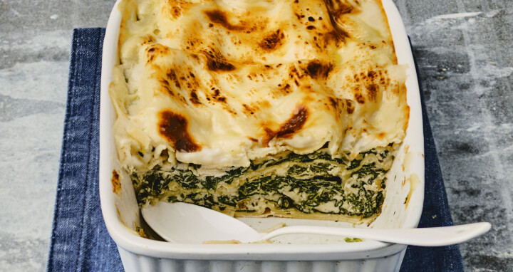 Lasagne med ricotta og spinat