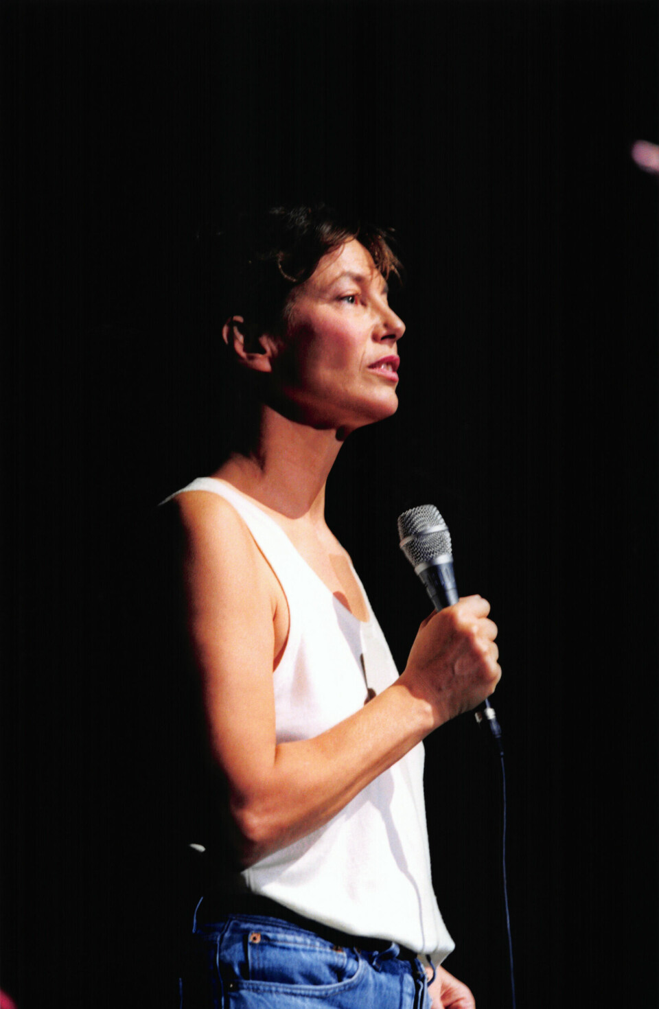 Jane Birkin på scenen i Paris i 1996.