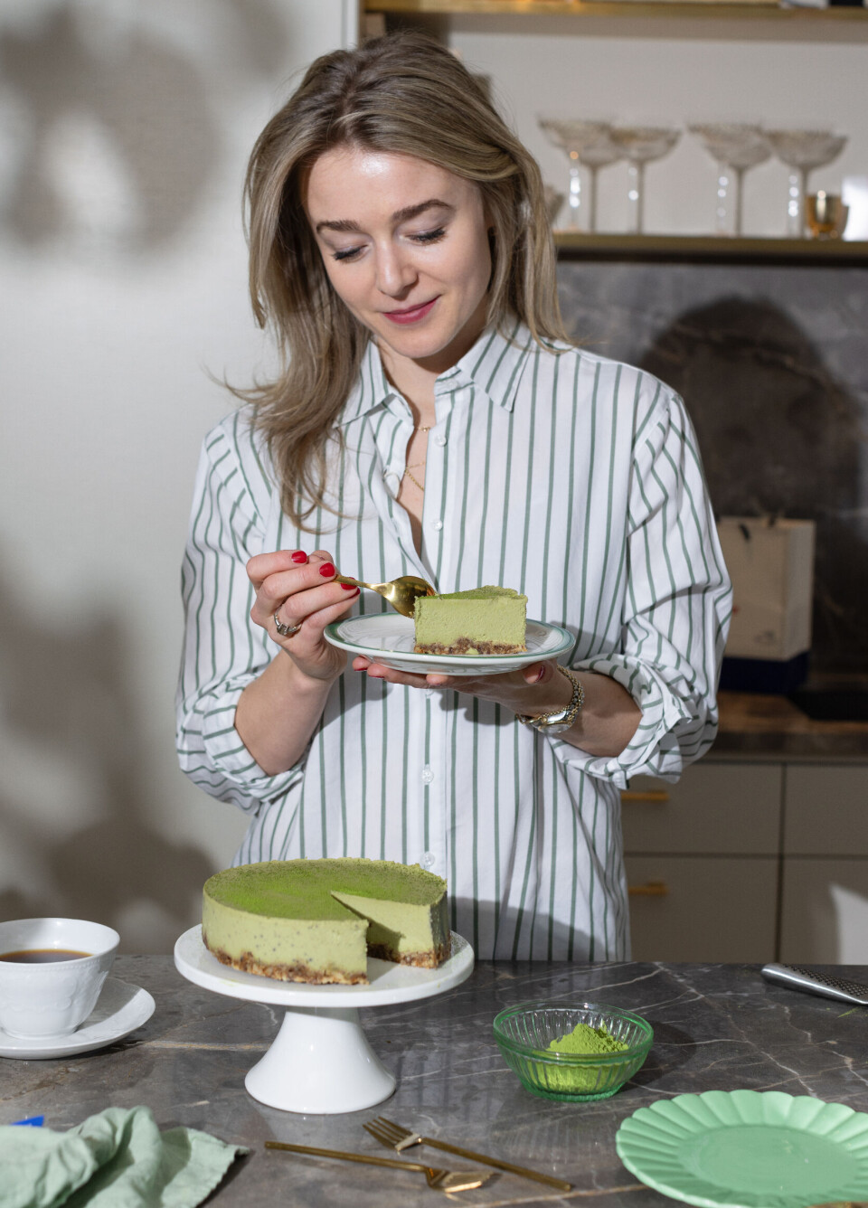 Matcha latte cheesecake