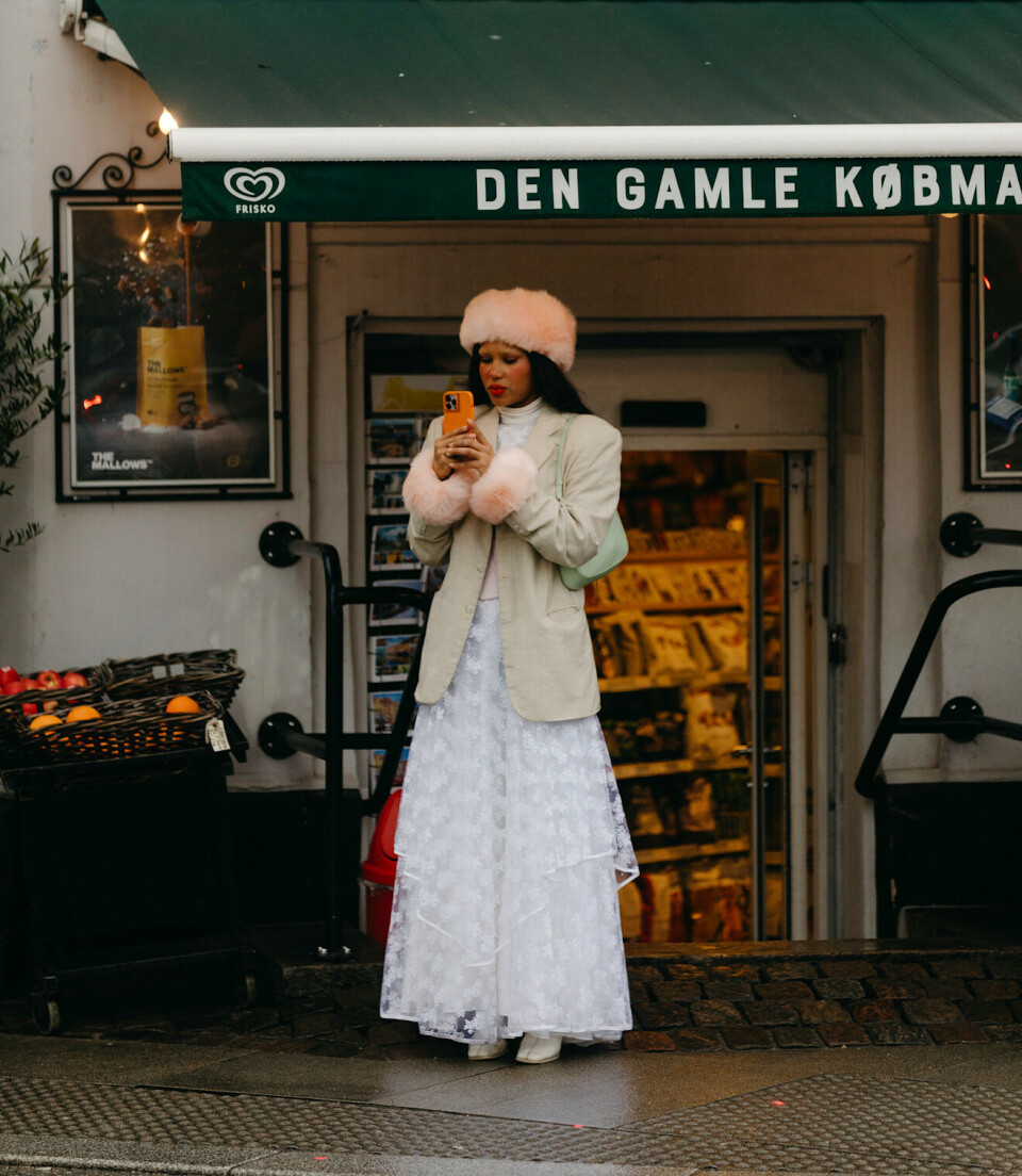 Hvite blonder på norske Paolla da Silva under moteuken i København.