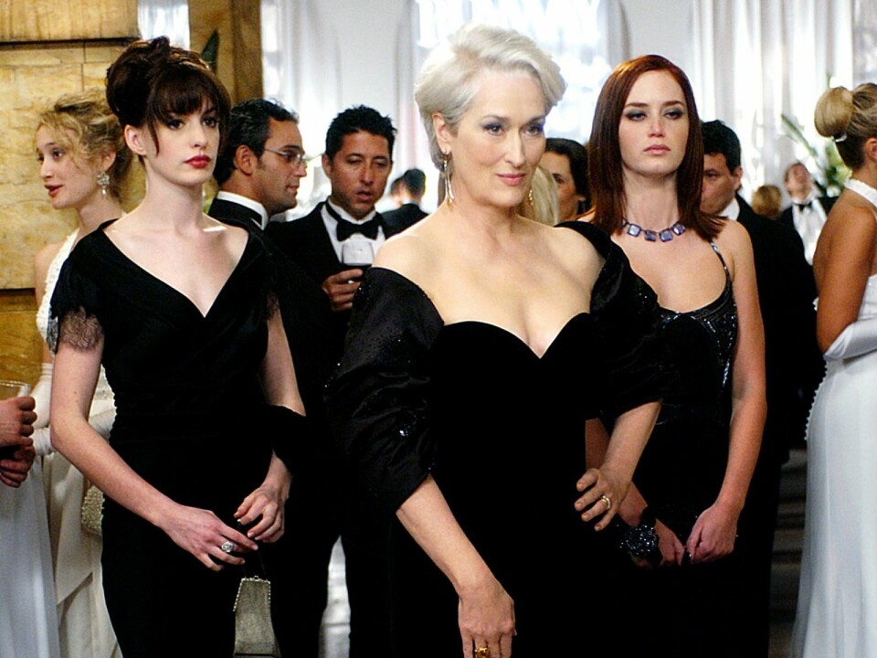 Anne Hathaway, Meryl Streep og Emily Blunt i The Devil Wears Prada fra 2006.
