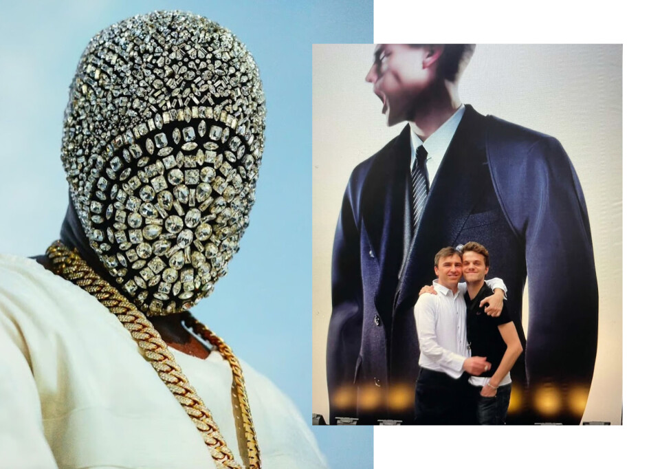 Blazy var mannen bak den mye omtalte krystallbesatte masken fra Maison Margiela som Kanye West bar gjennom sin Yeesus-tour i 2013-2014. Til høyre er Blazy sammen med Raf Simons.