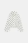 Hvit kort jakke fra Zara med svarte polkadotter og snøring nederst.