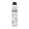 En hvit flaske Heliocare 360 Invisible Spray med svart kork på hvit bakgrunn.