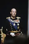 KONG HARALD V: Kongen avlegger ed til Grunnloven under seremonien i Nidarosdomen i Trondheim i juni 1991.