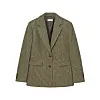 Rutete olivengrønn og brun blazer med slag og knapper, avbildet mot hvit bakgrunn.